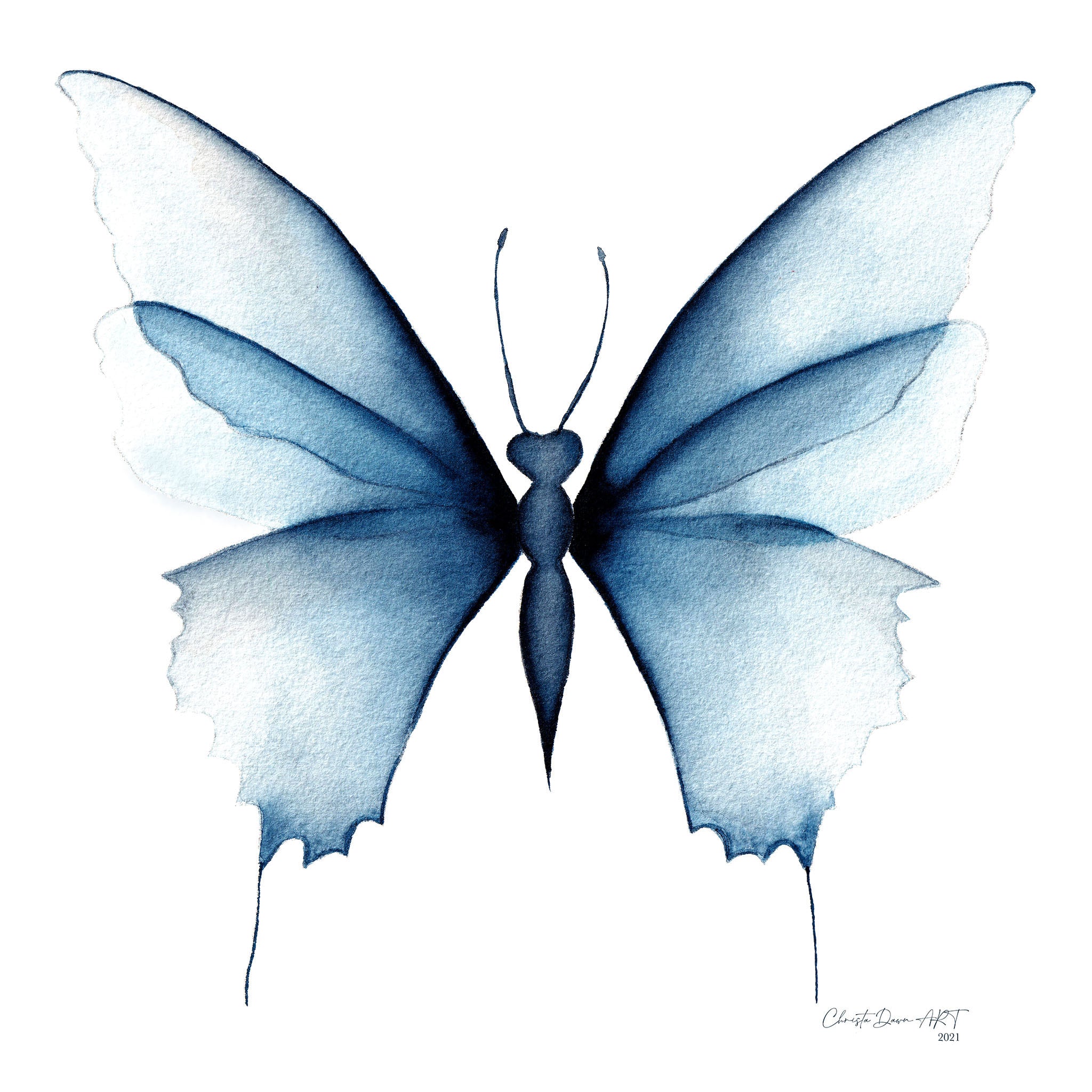 "Heidi in Blue" Butterfly Print