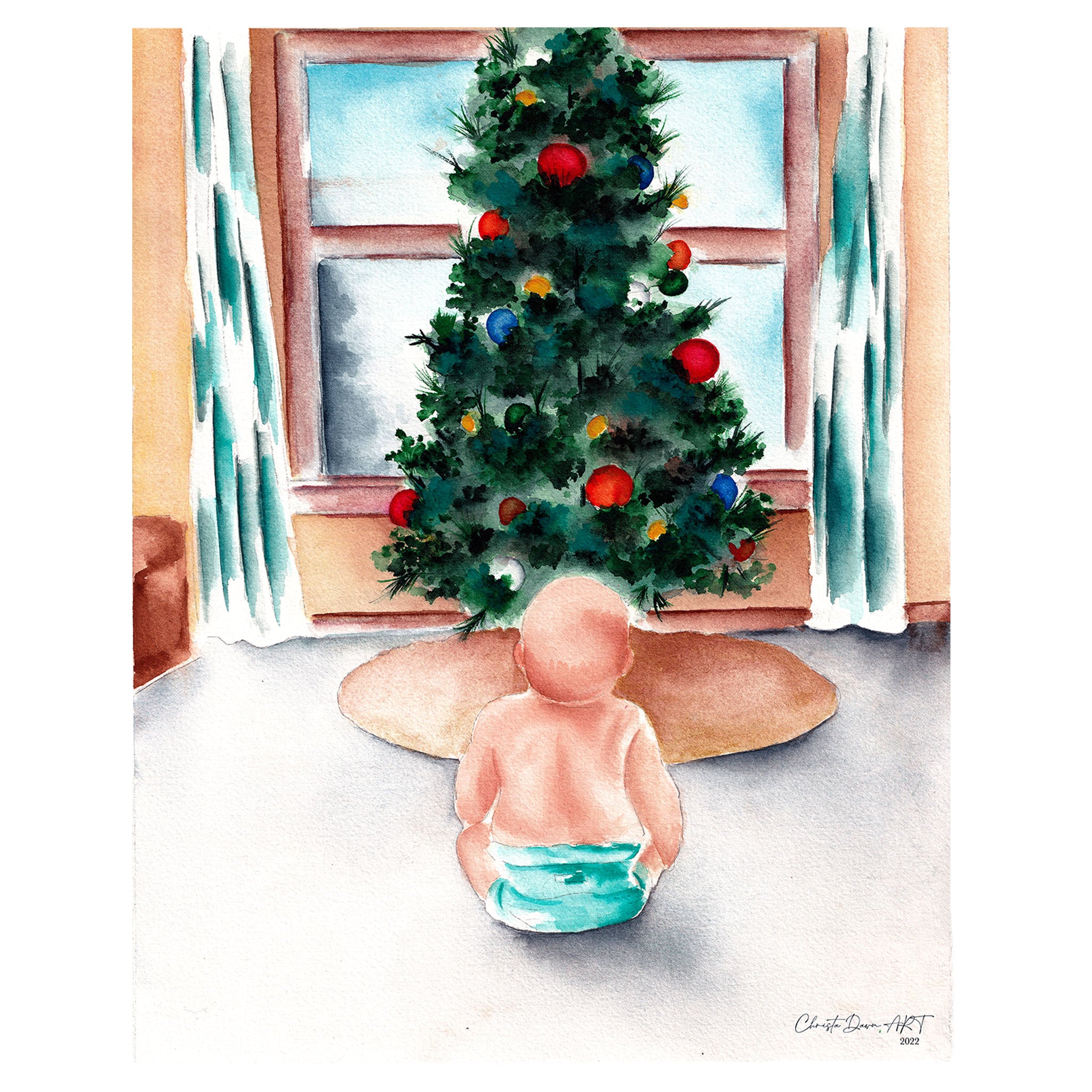 "Wonder" - Christmas Child Watercolor Painting