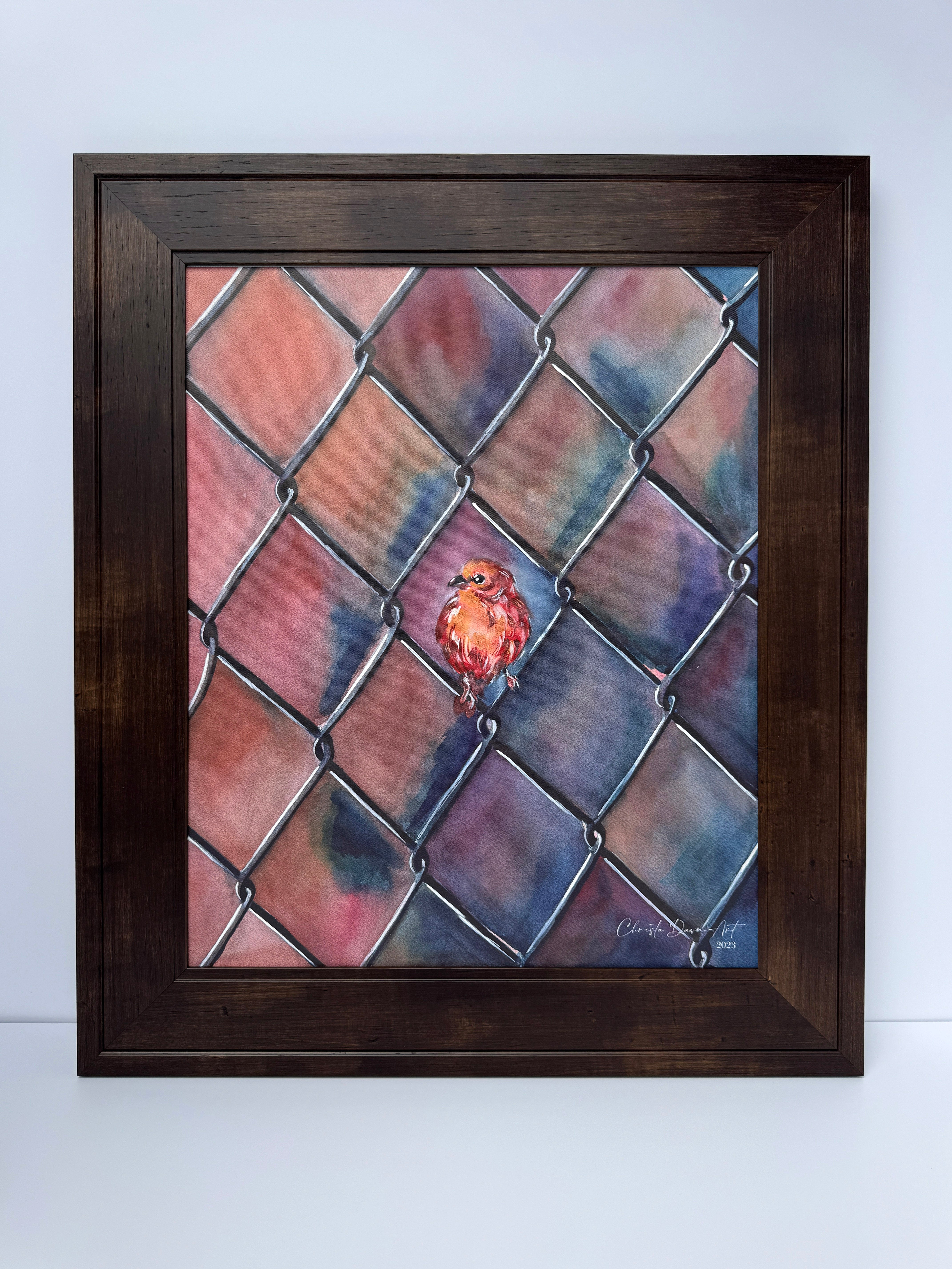 Bold Watercolor Bird on Canvas