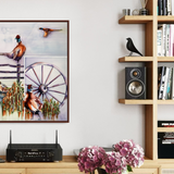 Watercolor Painting of Pheasants in Sorghum Field with wagon wheel