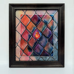 Bold Watercolor Bird matted & framed