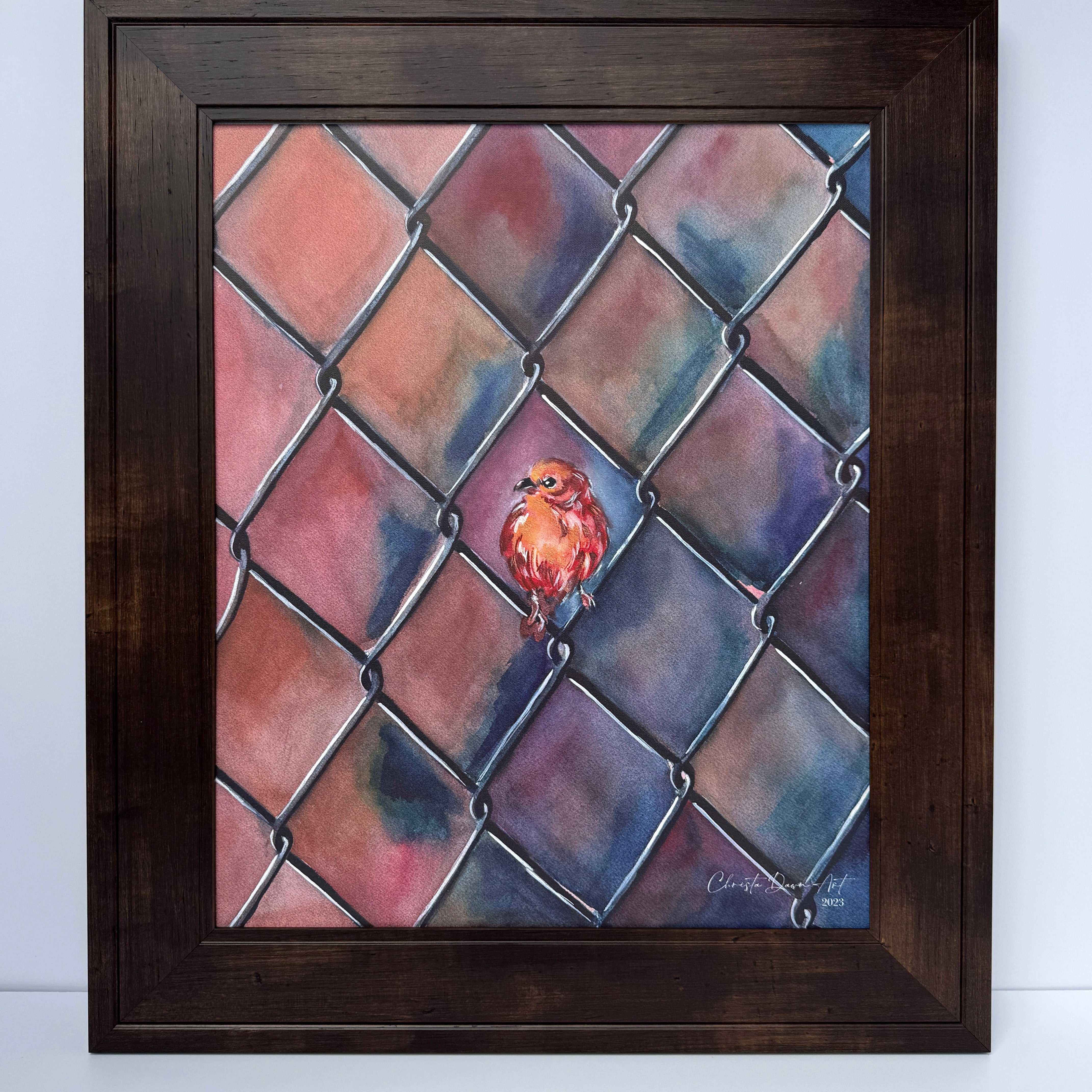 Bold Watercolor Bird on Canvas
