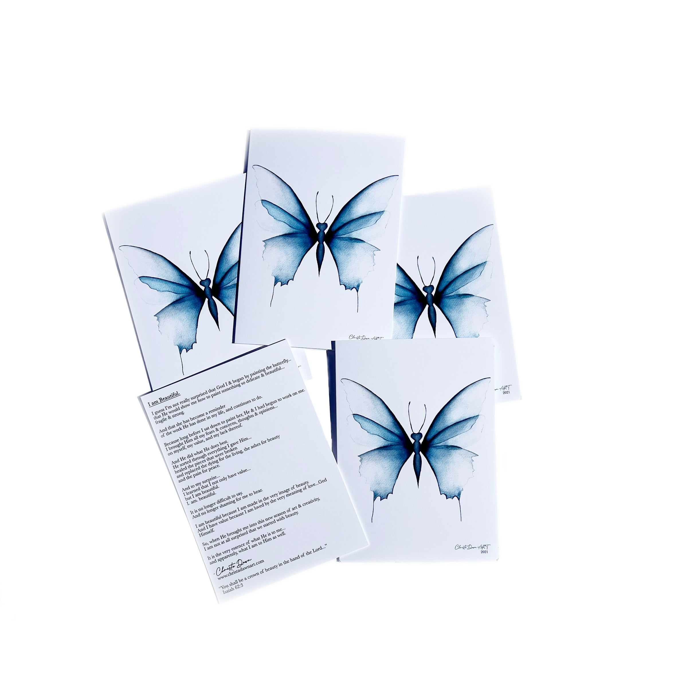 "Heidi in Blue" Butterfly - Greeting Card Set