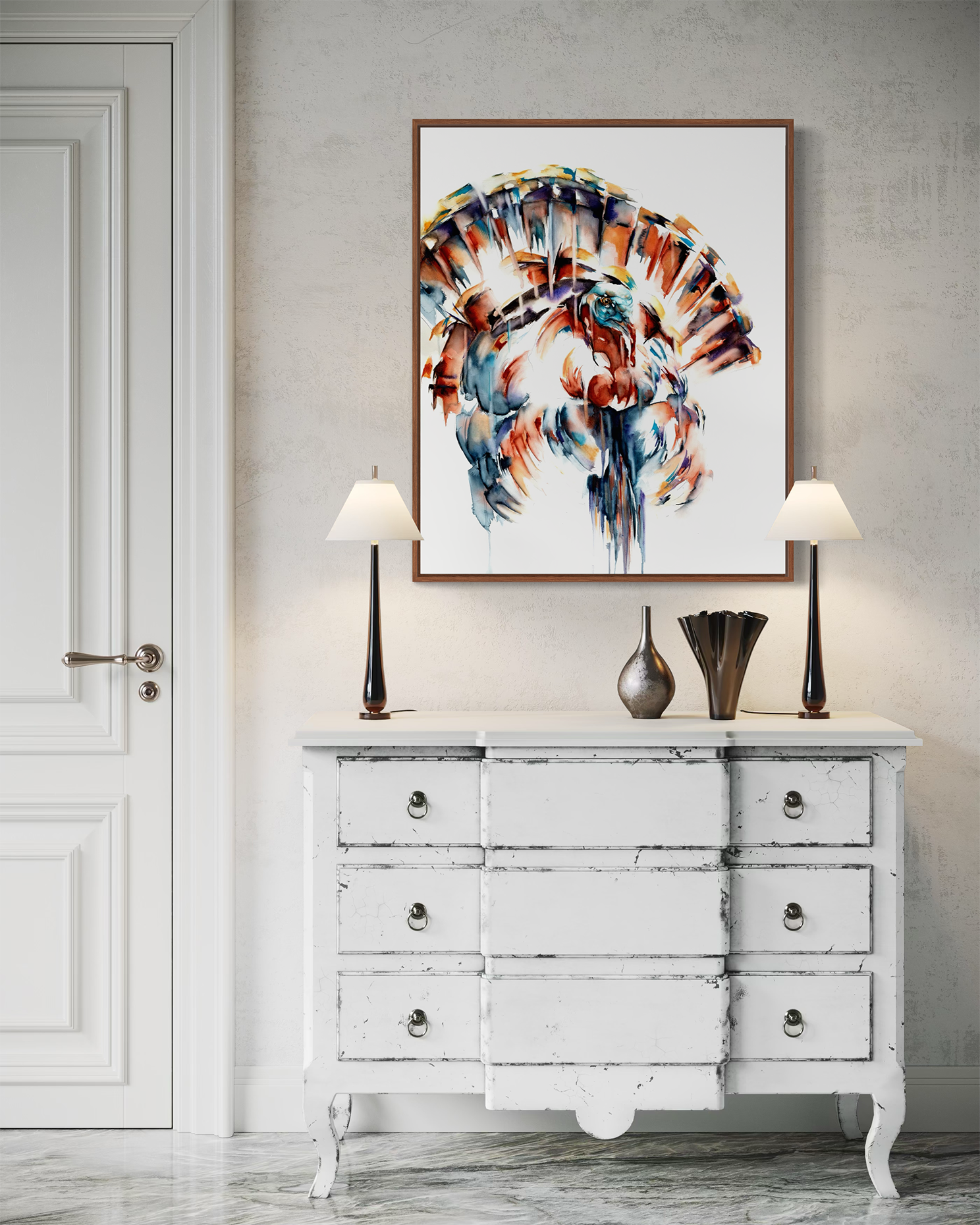 Vibrant Watercolor Tom Turkey