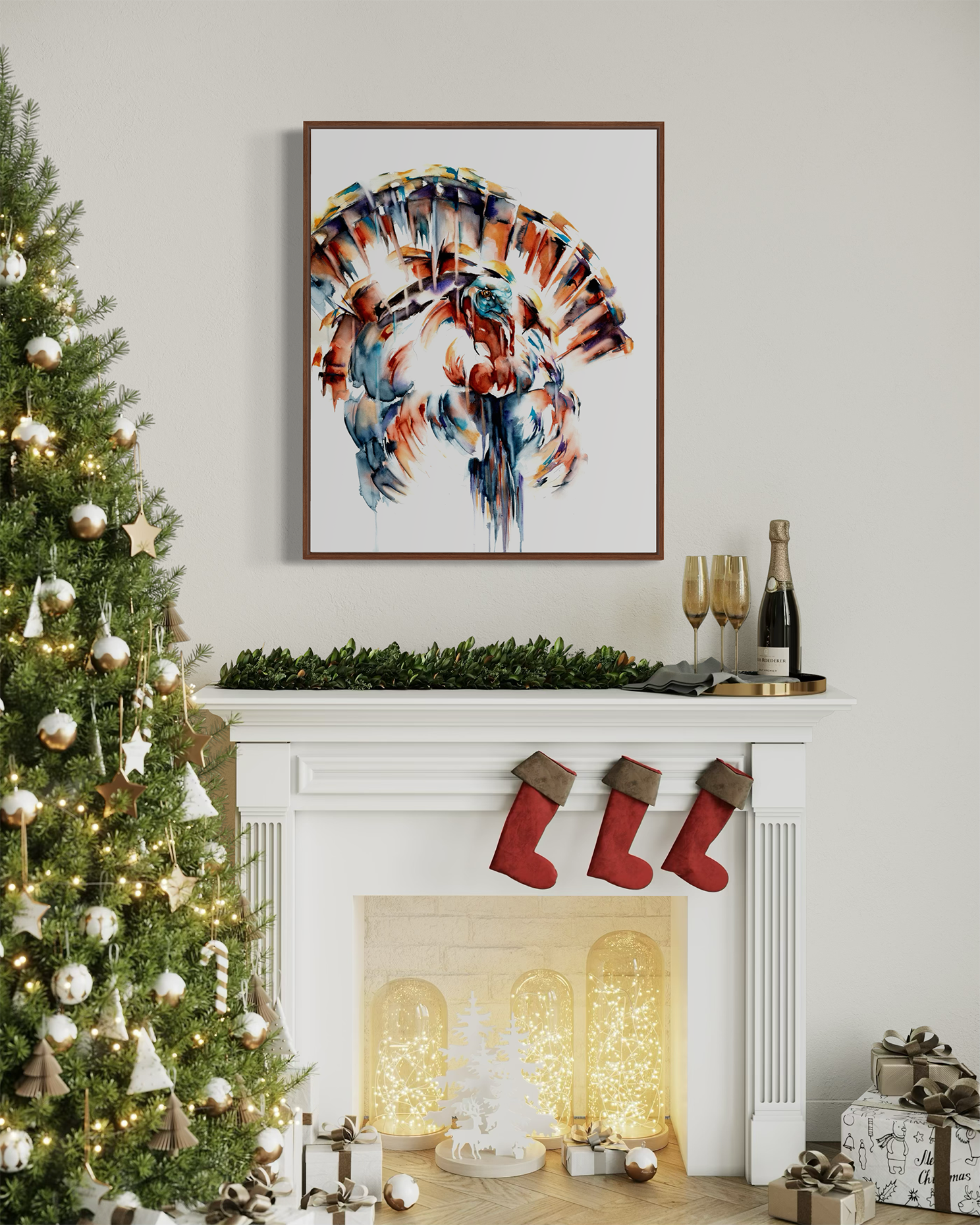 Vibrant Watercolor of Tom Turkey