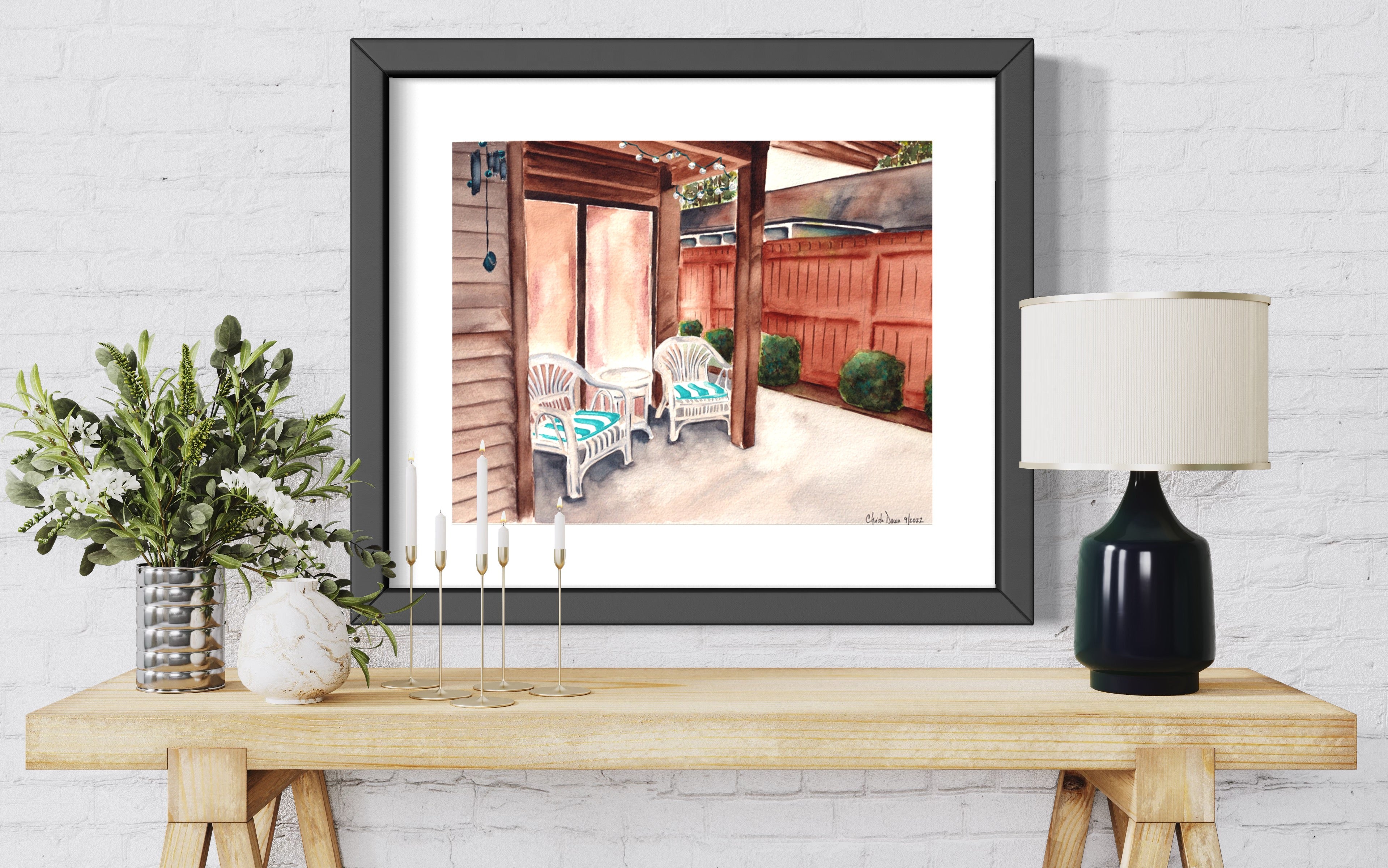 Custom Watercolor Home Painting_Front Porch Dreams