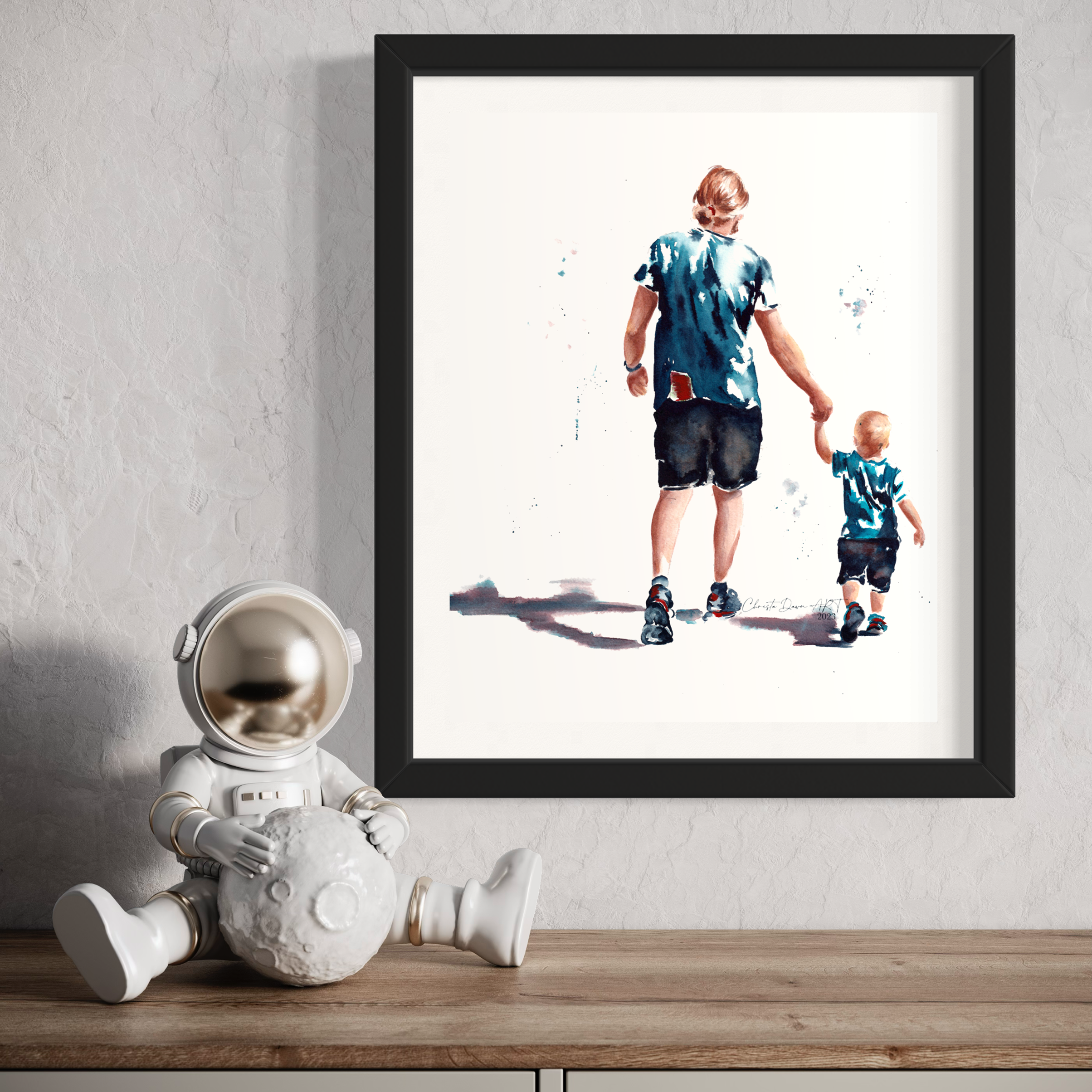 Custom Watercolor Portrait_Father & Son_Tulsa