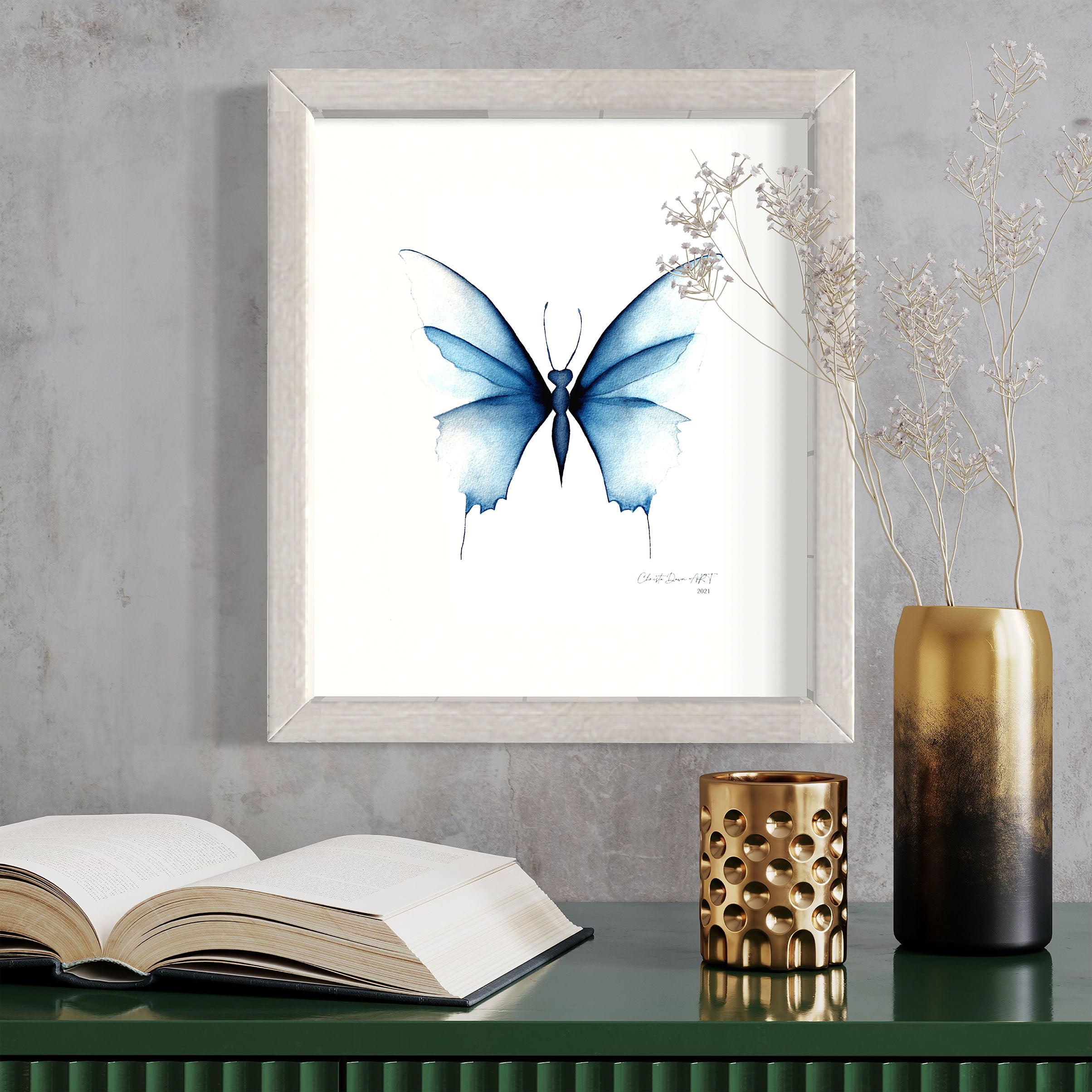 "Hedi in Blue" Butterfly Print
