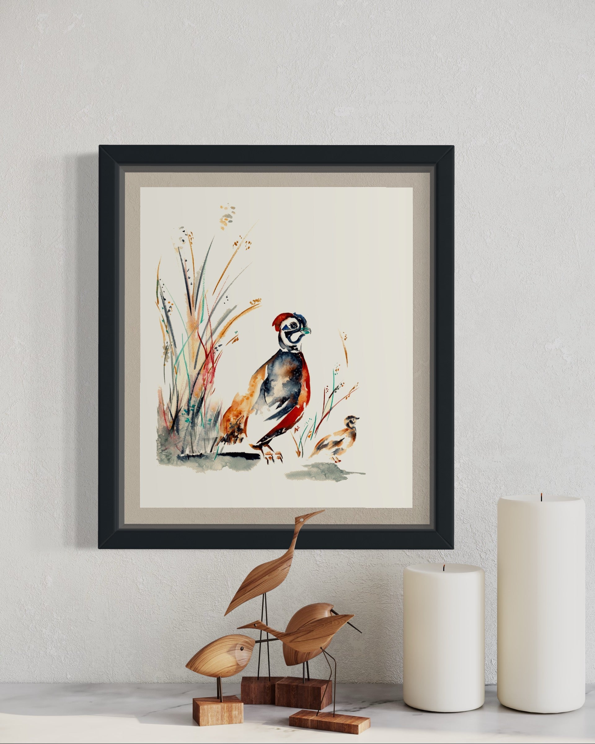 Custom Watercolor Quail_Colorful_Tulsa