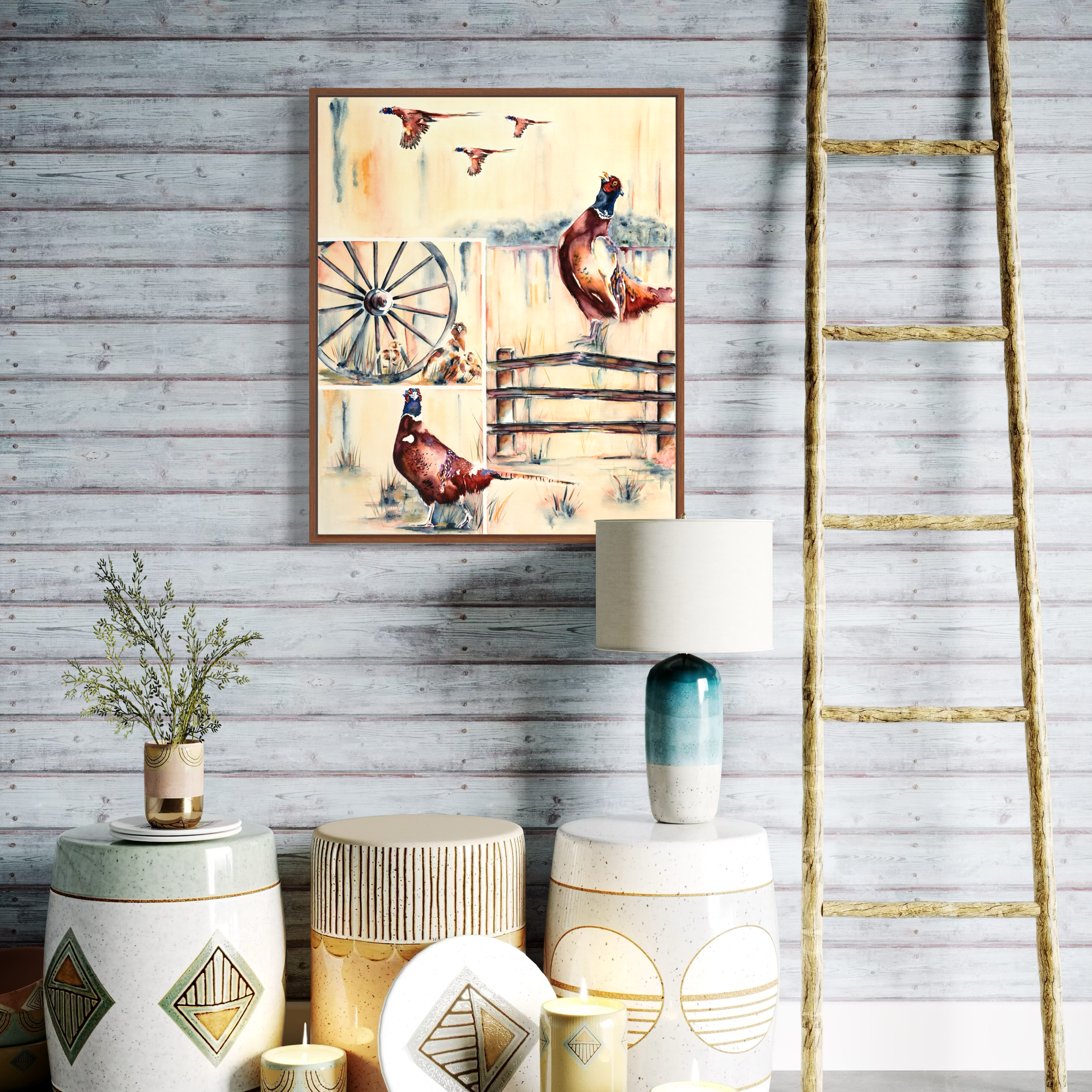 Pheasant Art, Wildlife art, watercolor
